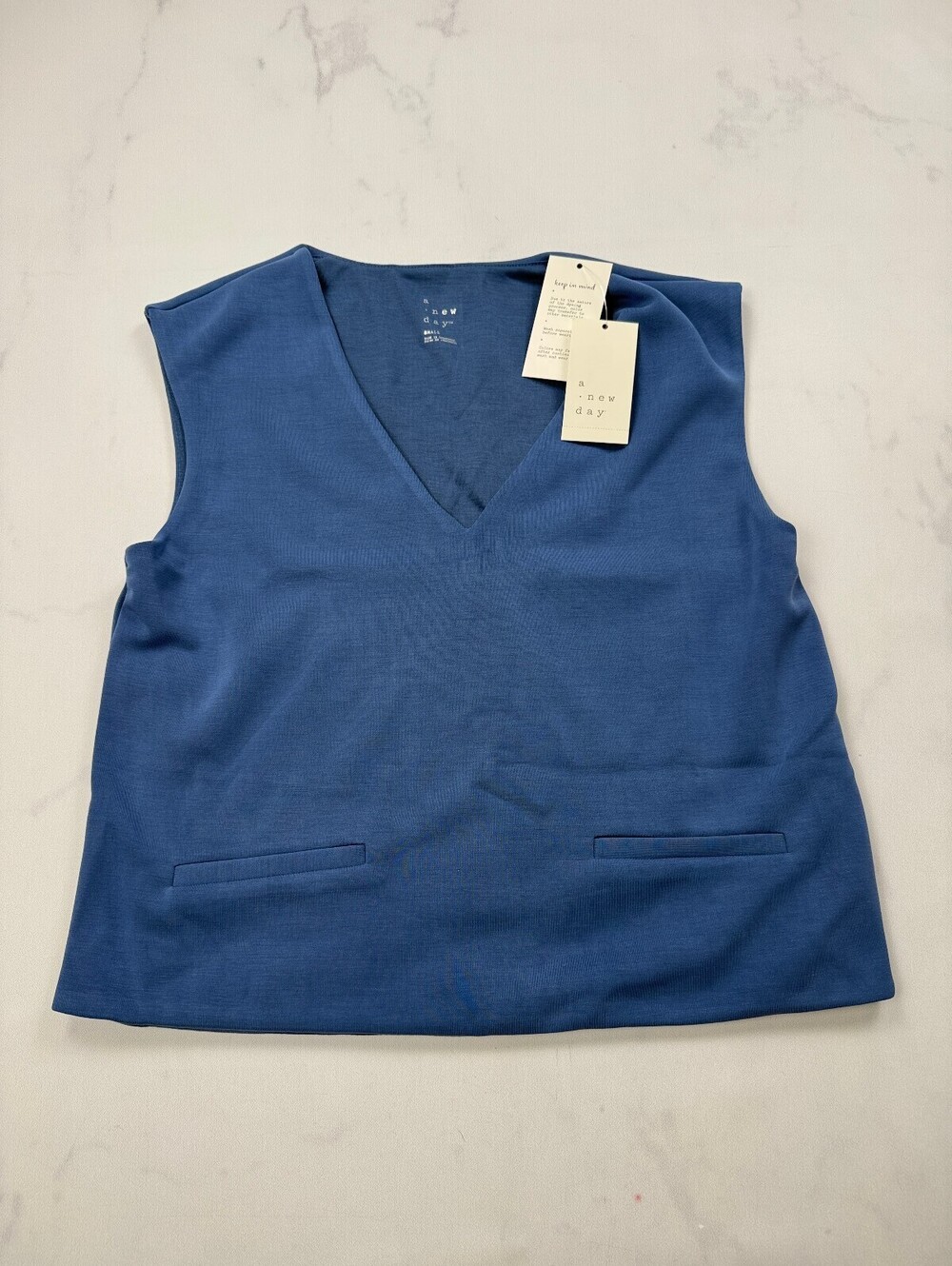 A New Day Vest Blue Contemporary Everyday Essential - Womens Small